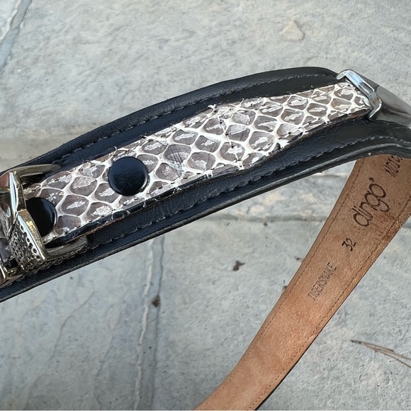 DINGO Tigersnake black leather belt with silver buckle MD163 Sz 32 - Picture 5 of 7